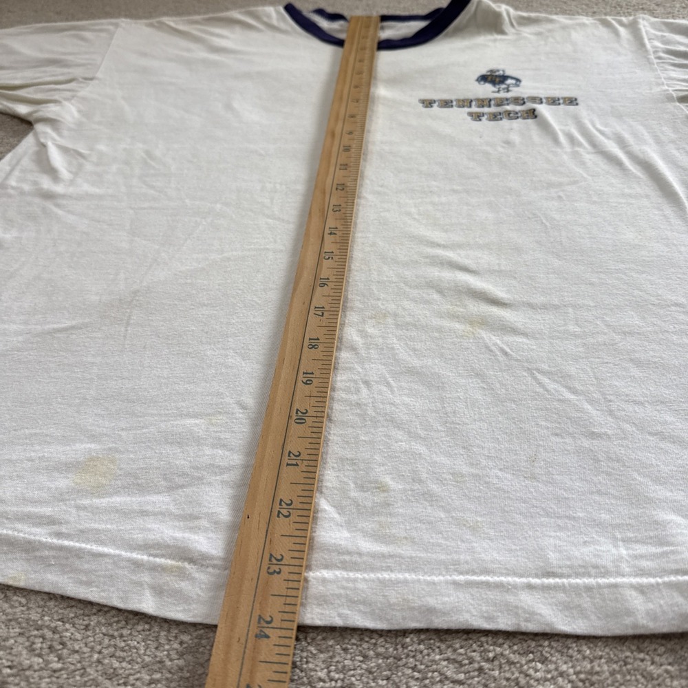 Vintage 70s 80s Blue Bar Champion Tennessee Tech TTU Ringer T Shirt XL USA - Picture 5 of 16